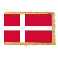 Denmark Fringed Flag with Pole Hem
