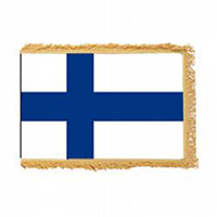 Finland Fringed Flag with Pole Hem