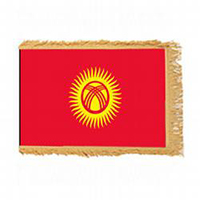 Kyrgyzstan Fringed Flag with Pole Hem