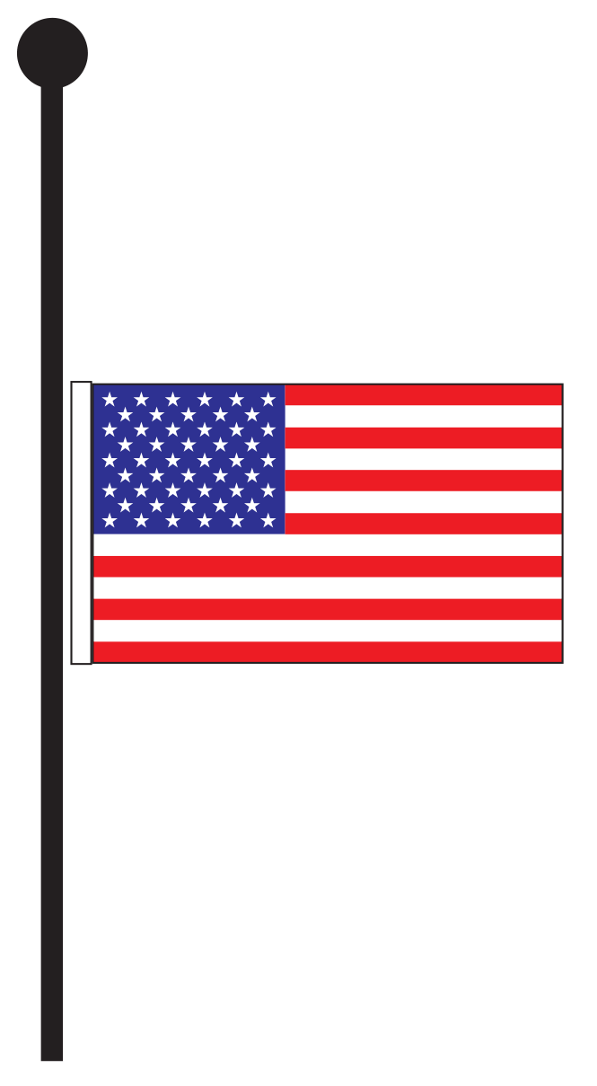 The American flag shown at half staff