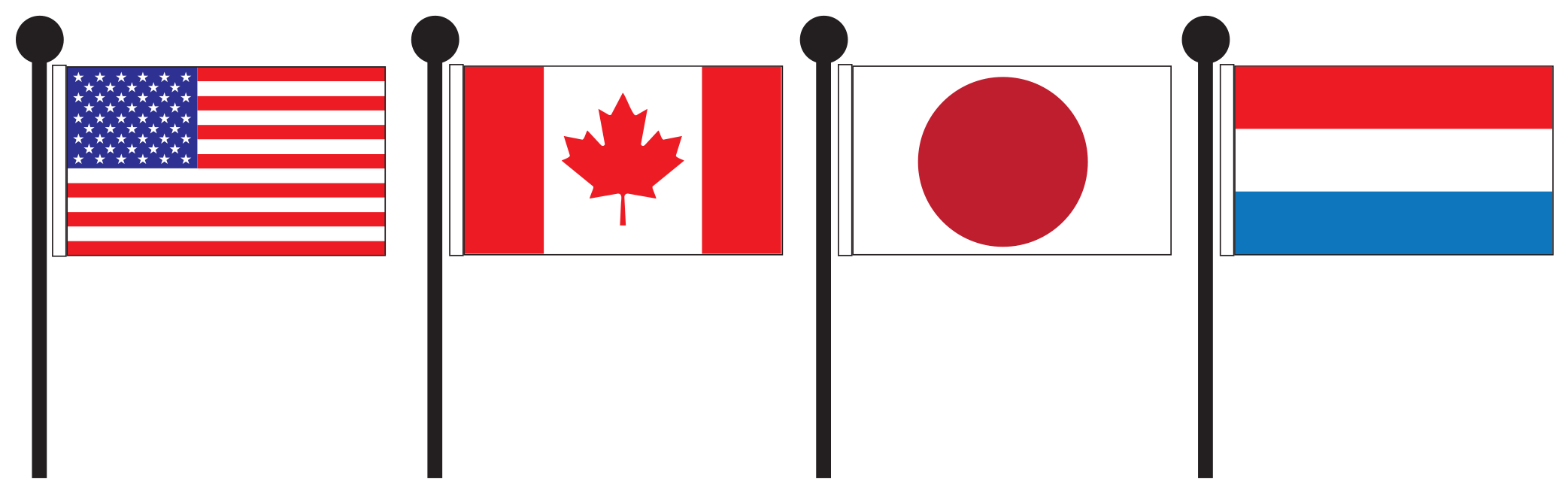 How to hang the American flag with other countries flags