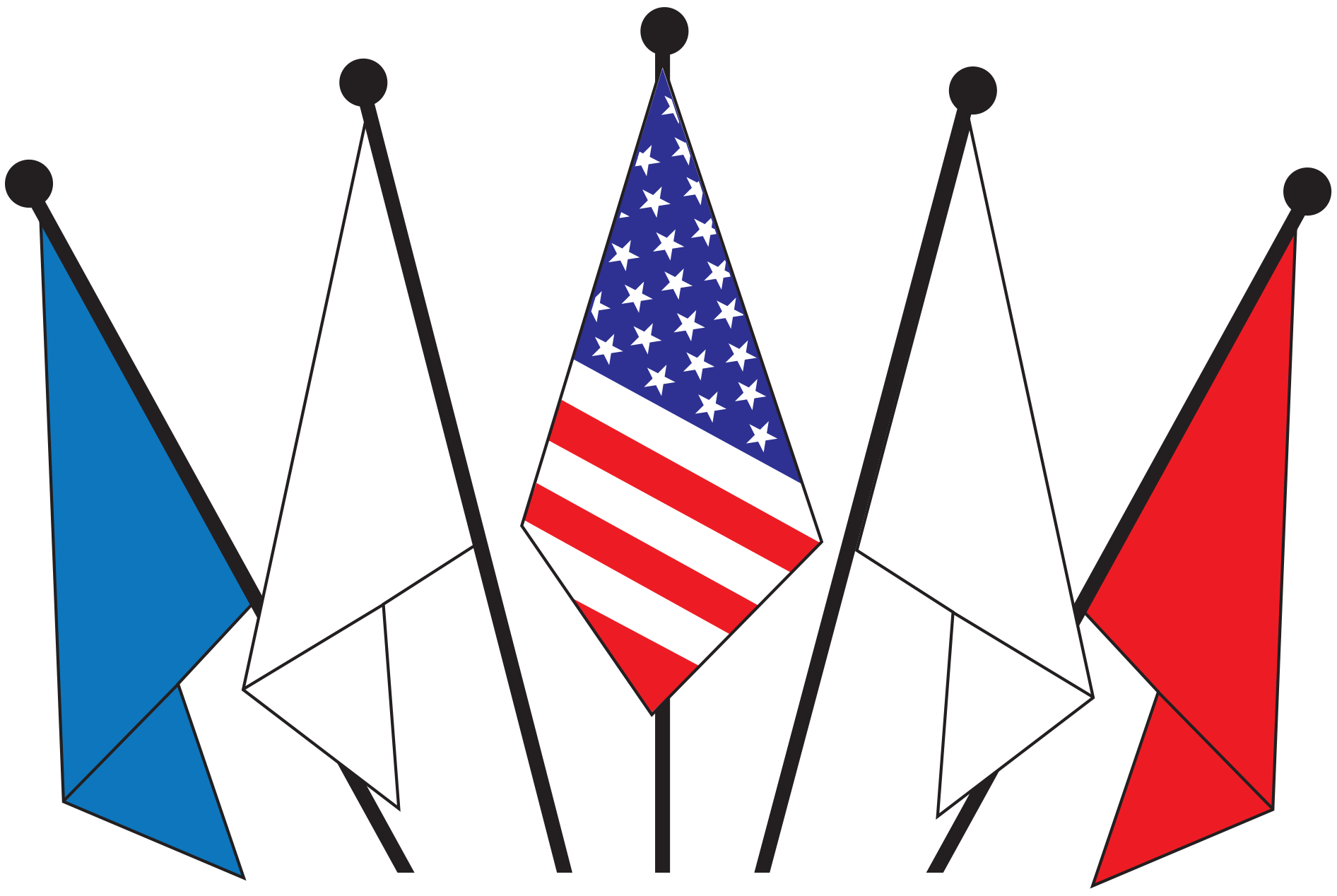 How to hang multiple flags with the American Flag on staffs