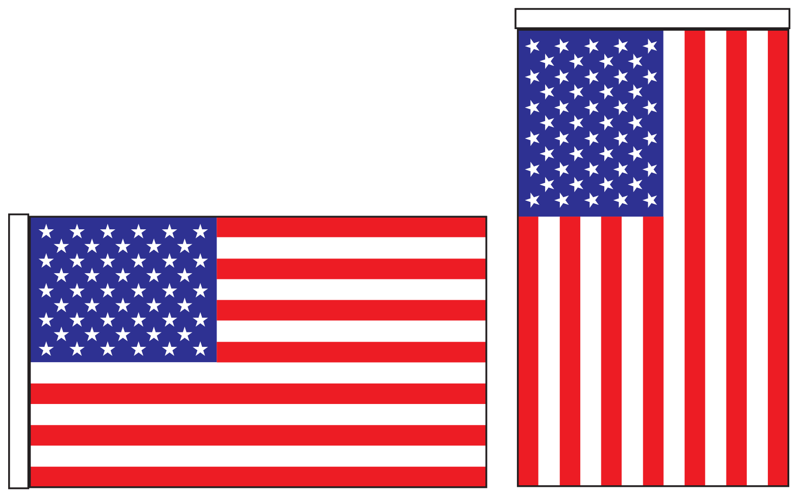 General Flag Display shown vertical and horizontally