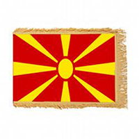 Republic of Macedonia Fringed Flag with Pole Hem