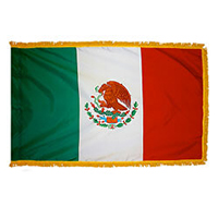 Mexico Fringed Flag with Pole Hem