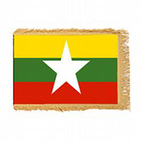 Republic of the Union of Myanmar (Burma) Fringed Flag with Pole Hem