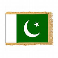 Pakistan Fringed Flag with Pole Hem