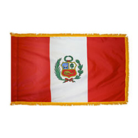 Republic of Peru Government Fringed Flag with Pole Hem