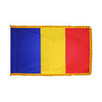 Romania Fringed Flag with Pole Hem