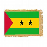 Democratic Republic of São Tomé and Príncipe fringed Flag with Pole Hem