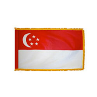 Singapore Fringed Flag with Pole