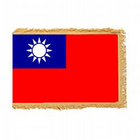 Taiwan Fringed Flag with Pole Hem