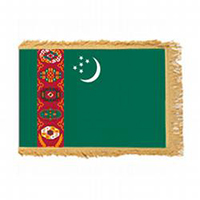Turkmenistan Fringed Flag with Pole Hem