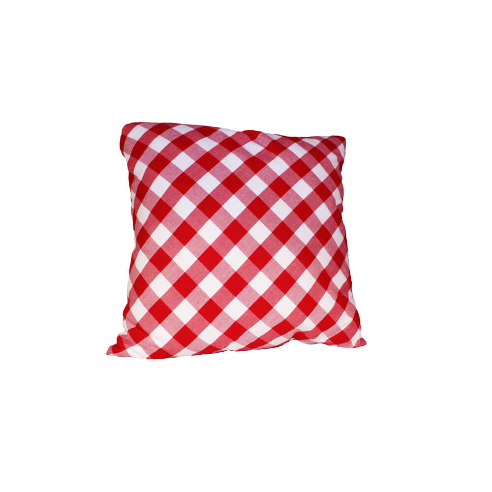 Red Gingham Pillow (18 in x 18 in)