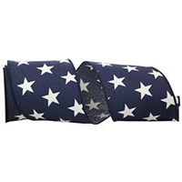 Navy Blue Wired Edge Cotton Ribbon with White Stars GRIBBON77258M