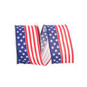 Continuous American Flag Polyester Wire Edge Ribbon