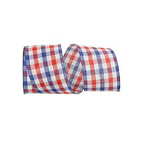 Americana Check Polyester Wire Edge Ribbon GRIBBON92911W