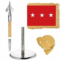 Oak And Chrome Guidon Army Lt. General Flag Kit