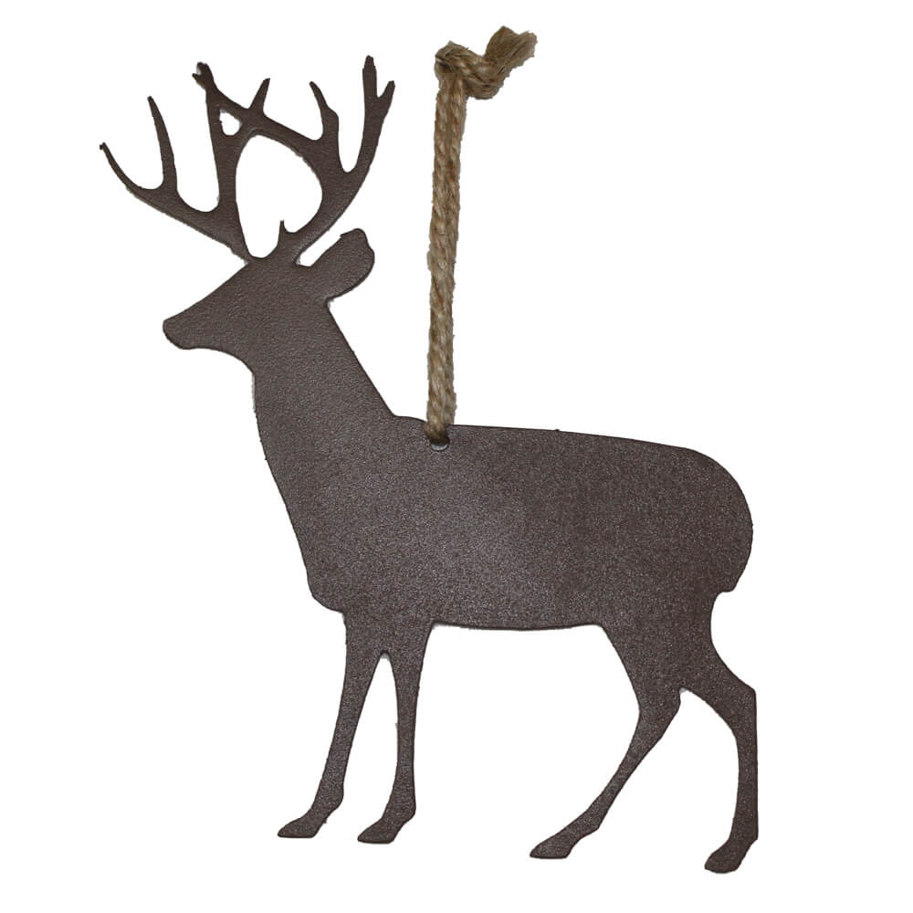 Hand Crafted Metal Deer Ornament FlagandBanner