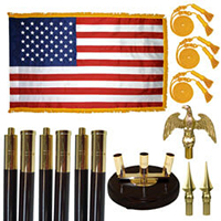 Top of the Line Mahogany Indoor Flagpole Kit with United States Flag, KUS35MEF3