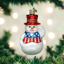 Patriotic Snowman Ornament, OWC24180