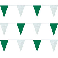 4-Mil Plasticloth Green/White String Pennants