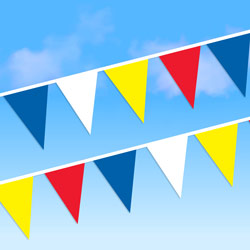 Red/Blue/White/Yellow String Pennants | FlagandBanner.com