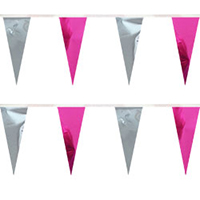 Pink Silver String Pennants, PENNSCR6AZ