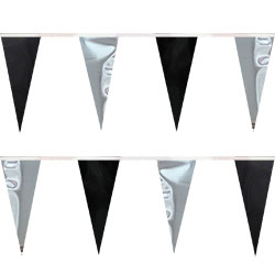 Black and Silver String Pennants, PENNSCR6BS