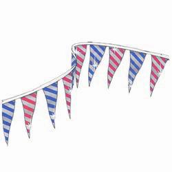 Alternating Blue and Silver Stripes & Red and Silver Stripes String Pennants, PENNSDB60