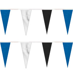 Blue White Black String Icicle Pennants, PENNSP550BWB