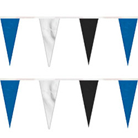Blue White Black String Icicle Pennants, PENNSP550BWB