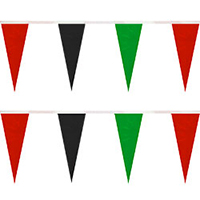 Red Black Green String Icicle Pennants, PENNSP550RBKG