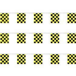 Black and Yellow Checkered Polyethylene String Pennants, FBPP0000012466