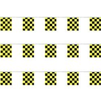 Black and Yellow Checkered Polyethylene String Pennants