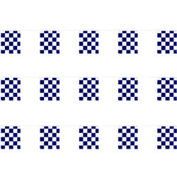 Blue and White Checkered Polyethylene String Pennants, FBPP0000009887