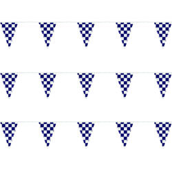 Blue and White Checkered Polyethylene String Pennants, FBPP0000009888
