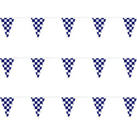 Blue and White Checkered Polyethylene String Pennants