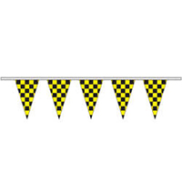 Black and Yellow Checkered Polyethylene String Pennants