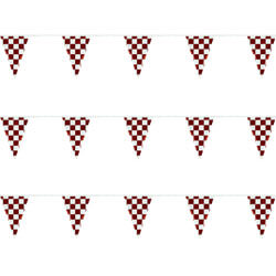 Red and White Checkered Polyethylene String Pennants, FBPP0000009890