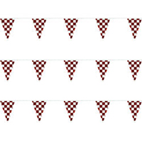 Red and White Checkered Polyethylene String Pennants