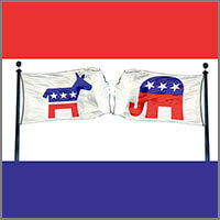 Democrat and Republican Political Flags