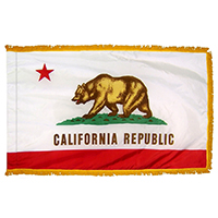 California Fringed Flag with Pole hem