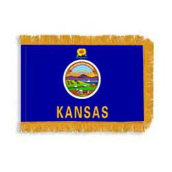 Kansas Fringed Flag with Pole Hem, FBPP0000010813