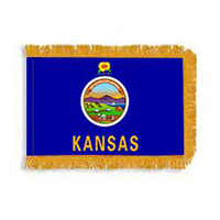 Kansas Fringed Flag with Pole Hem