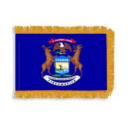 Michigan Fringed Flag with Pole Hem, FBPP0000011006