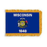 Wisconsin Fringed Flag with Pole Hem